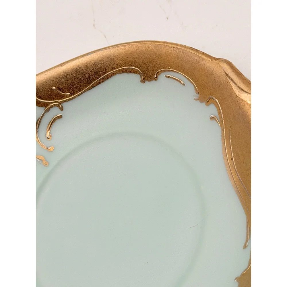 Vintage Ardalt Japan Hand Painted Porcelain Cup and Tray Set Blue Gold Floral
